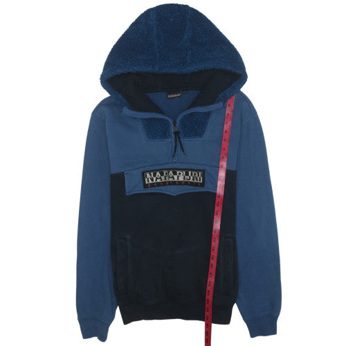 Napapijri Men's Blue 1/2 Zip Fleece Hoodie Size S
