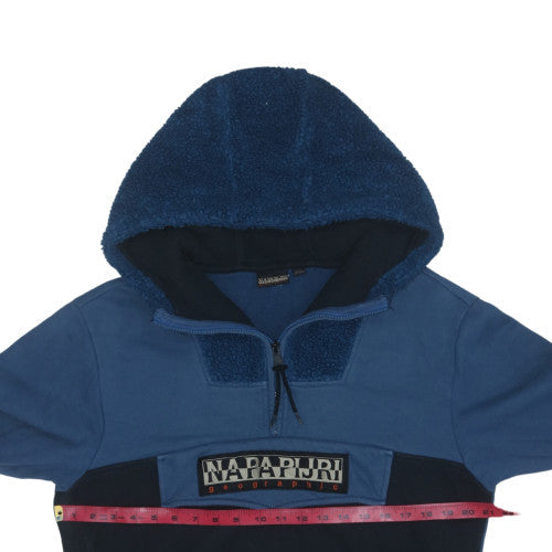Napapijri Men's Blue 1/2 Zip Fleece Hoodie Size S