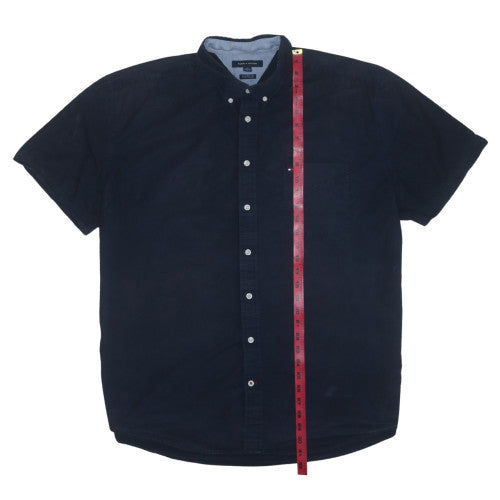 Tommy Hilfiger Men’s Blue 2XL Classic Fit Short Sleeve Button-Up Shirt
