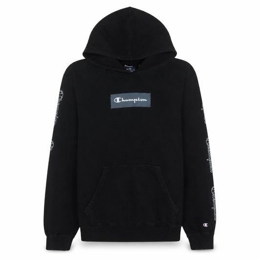 Champion Men's Black Pullover Hoodie L Regular Fit Logo Fleece