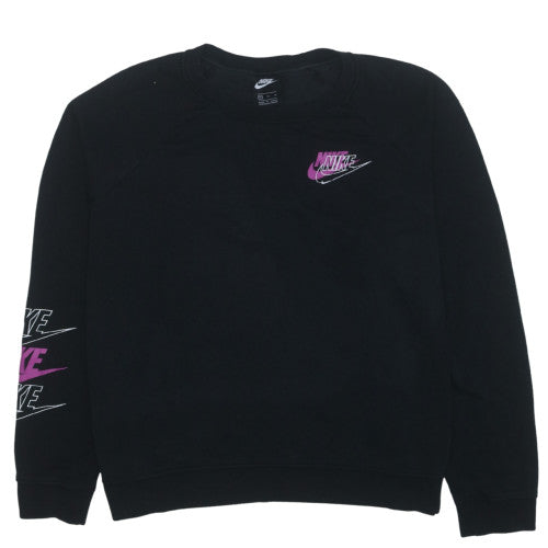 Nike Women Black XL Pullover Sweatshirt with Logo Print