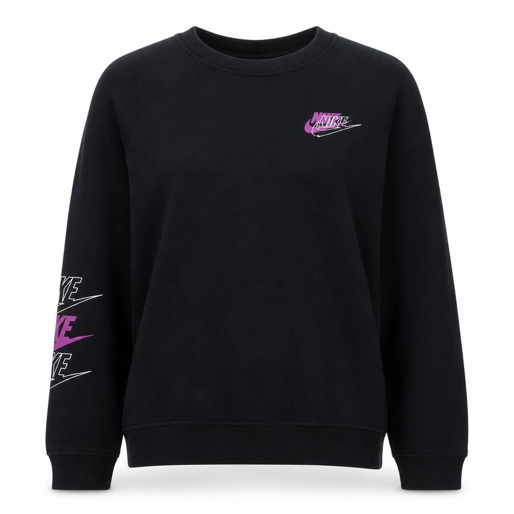 Nike Women Black XL Pullover Sweatshirt with Logo Print