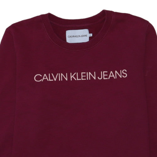 Calvin Klein Jeans Womens Burgundy XL Cotton Logo Sweatshirt