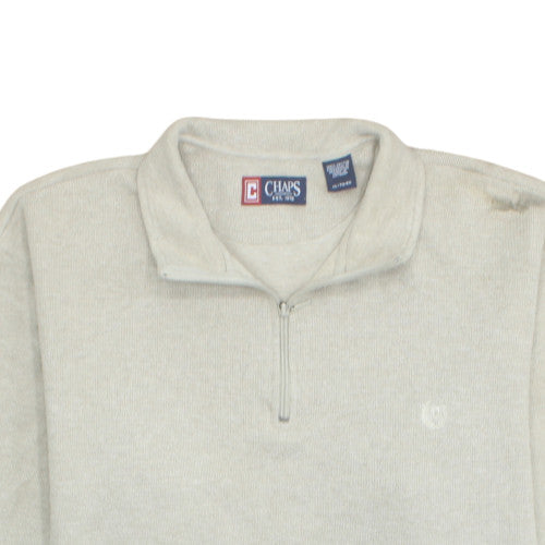 Chaps Men’s Beige 1/4 Zip Mock Neck Pullover Sweatshirt L
