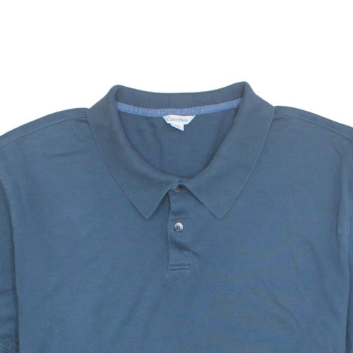 Calvin Klein Men's Blue Cotton Short Sleeve Polo XXL