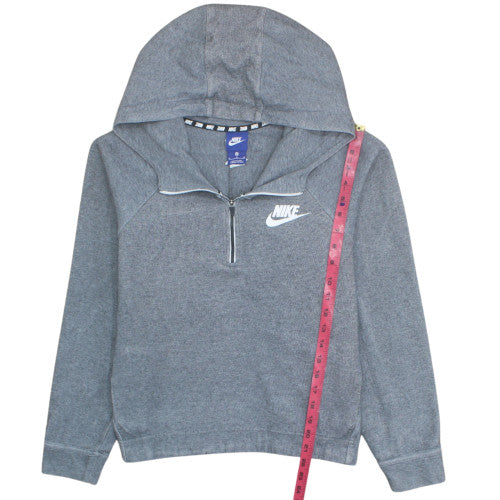 Nike Men’s Grey 1/2 Zip Hooded Sweatshirt M Fleece Logo