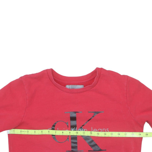 Calvin Klein Jeans Men's Red Small Pullover Logo Sweatshirt