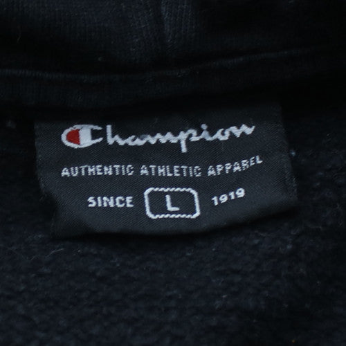 Champion Men's Black Pullover Hoodie L Embroidered Logo Sportswear