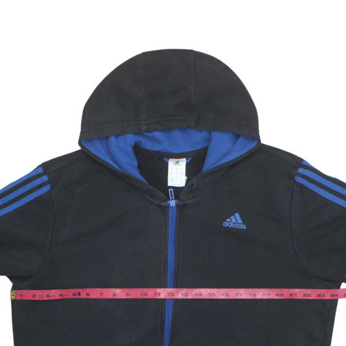 Adidas Men's Black XL Full Zip Hoodie with Blue Logo Detail
