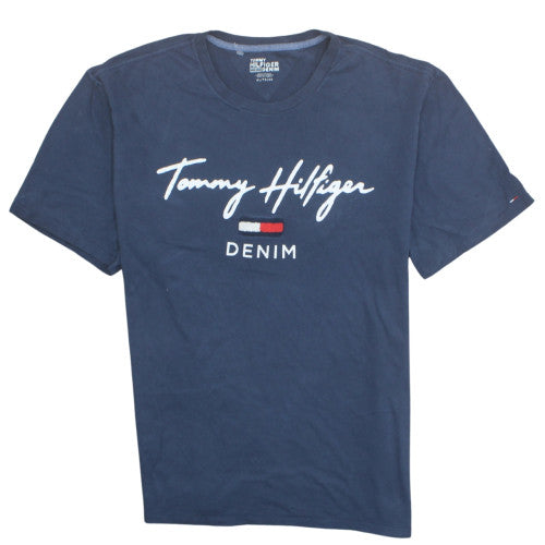 Tommy Hilfiger Men's Blue XL Denim Logo Short Sleeve T-Shirt