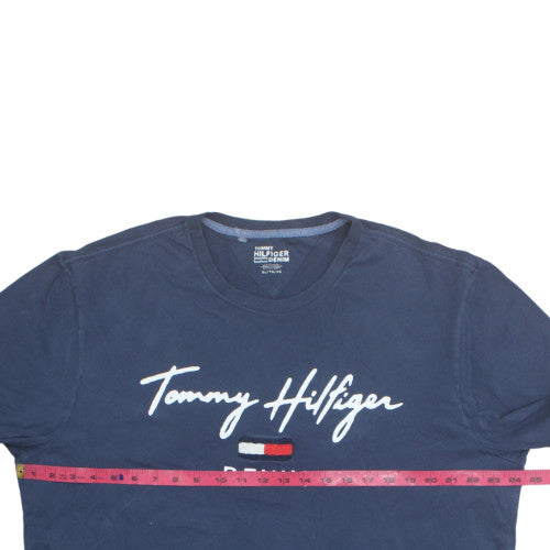 Tommy Hilfiger Men's Blue XL Denim Logo Short Sleeve T-Shirt