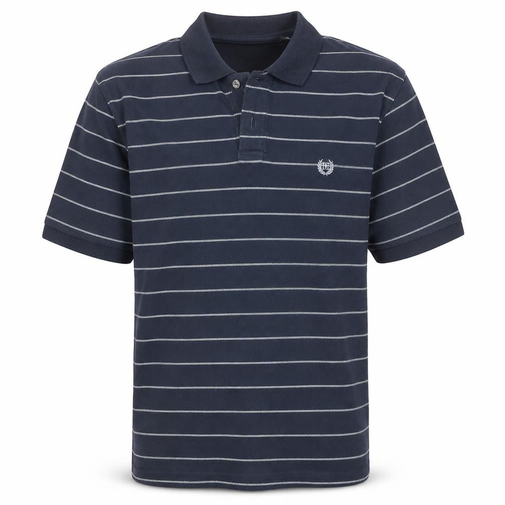 Chaps Men's Navy Blue Striped Cotton Polo Shirt XXL Classic Fit