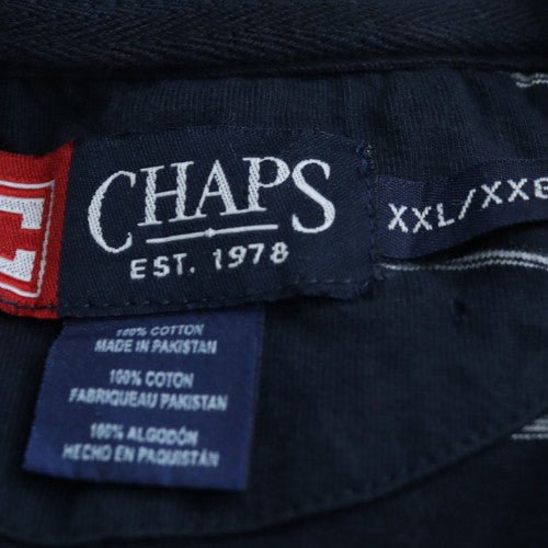 Chaps Men's Navy Blue Striped Cotton Polo Shirt XXL Classic Fit