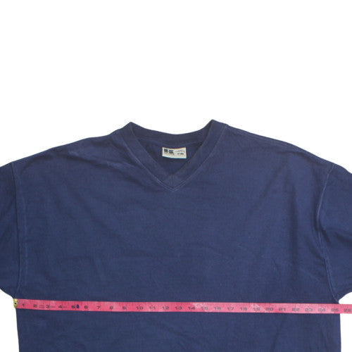 Russell Athletic Mens Blue XL V-Neck Cotton T-Shirt