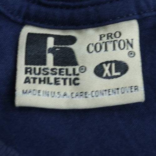Russell Athletic Mens Blue XL V-Neck Cotton T-Shirt
