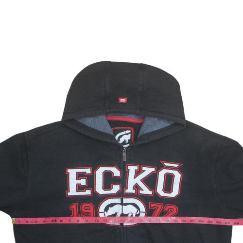 ECKO UNLTD Mens Black XL Full Zip Hoodie Graphic Logo Sweatshirt