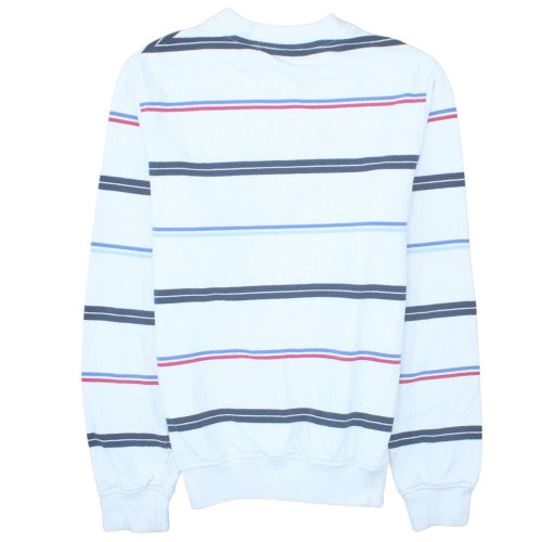 Timberland Men's White Striped Embroidered Logo Pullover Sweatshirt Size S