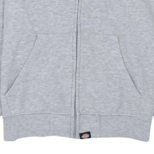 Dickies Men's Grey Full Zip Hoodie L Fleece Logo Sweatshirt
