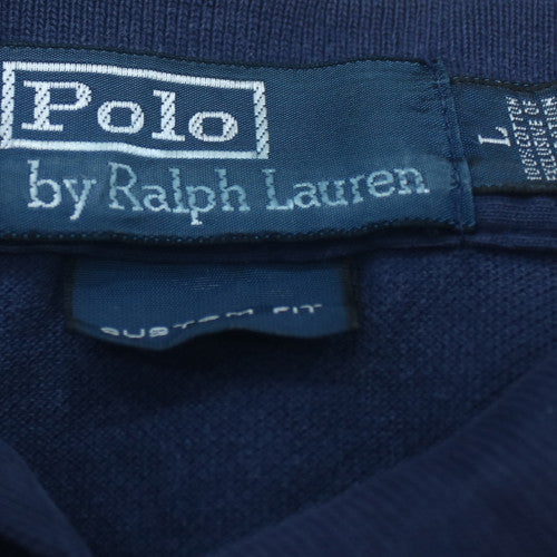 Ralph Lauren Men's Blue Custom Fit Polo Shirt Size L Embroidered