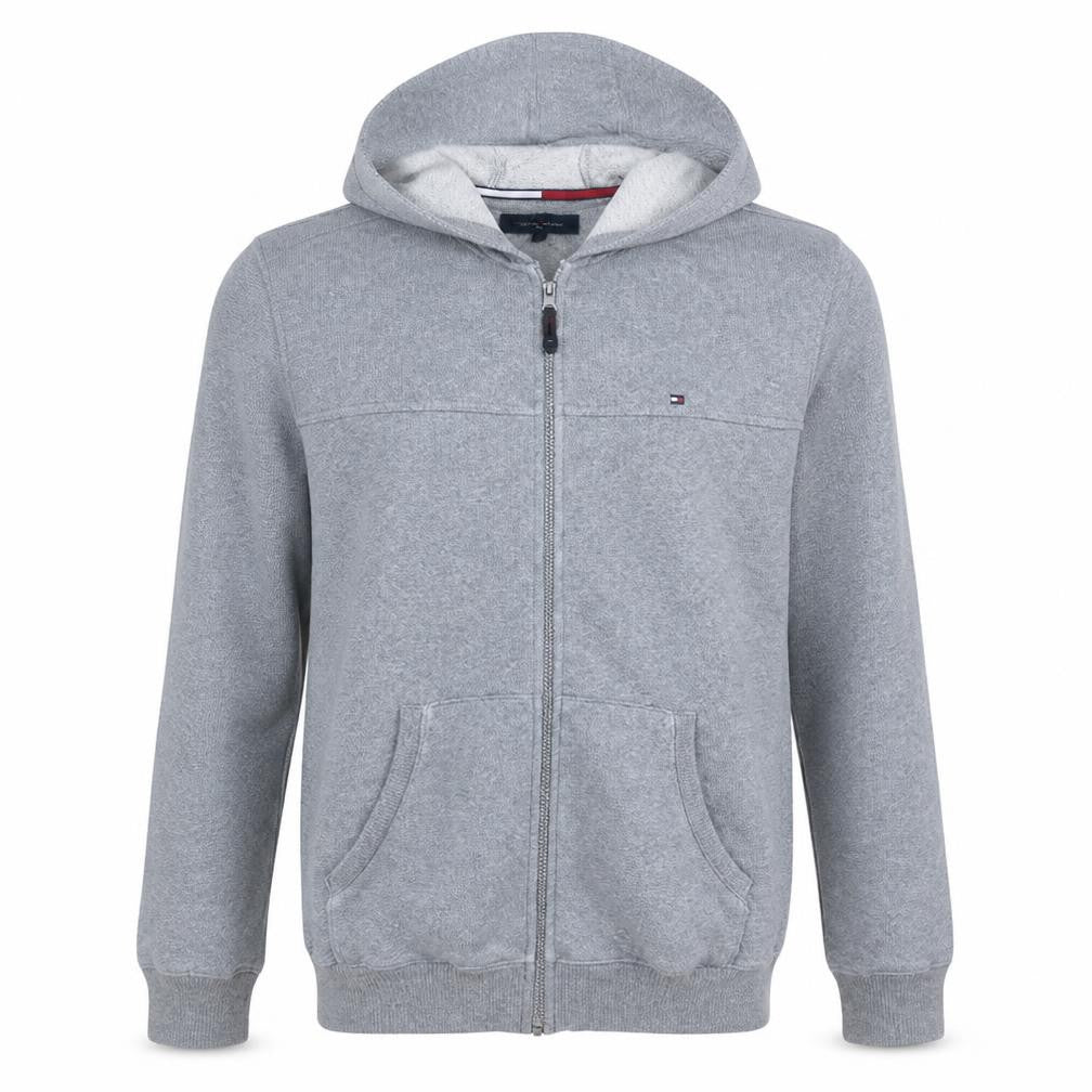 Tommy Hilfiger Men’s Grey Full Zip Hoodie L Regular Fit