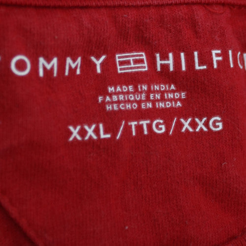 Tommy Hilfiger Men's Red Crew Neck Short Sleeve T-Shirt XXL Cotton