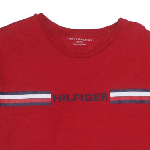 Tommy Hilfiger Men's Red Crew Neck Short Sleeve T-Shirt XXL Cotton