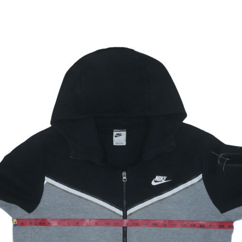 Nike Men's Grey Black Full Zip Hooded Fleece Hoodie L