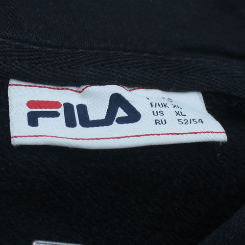 Fila Mens Black XL Full Zip Hoodie Cotton Blend Sportswear