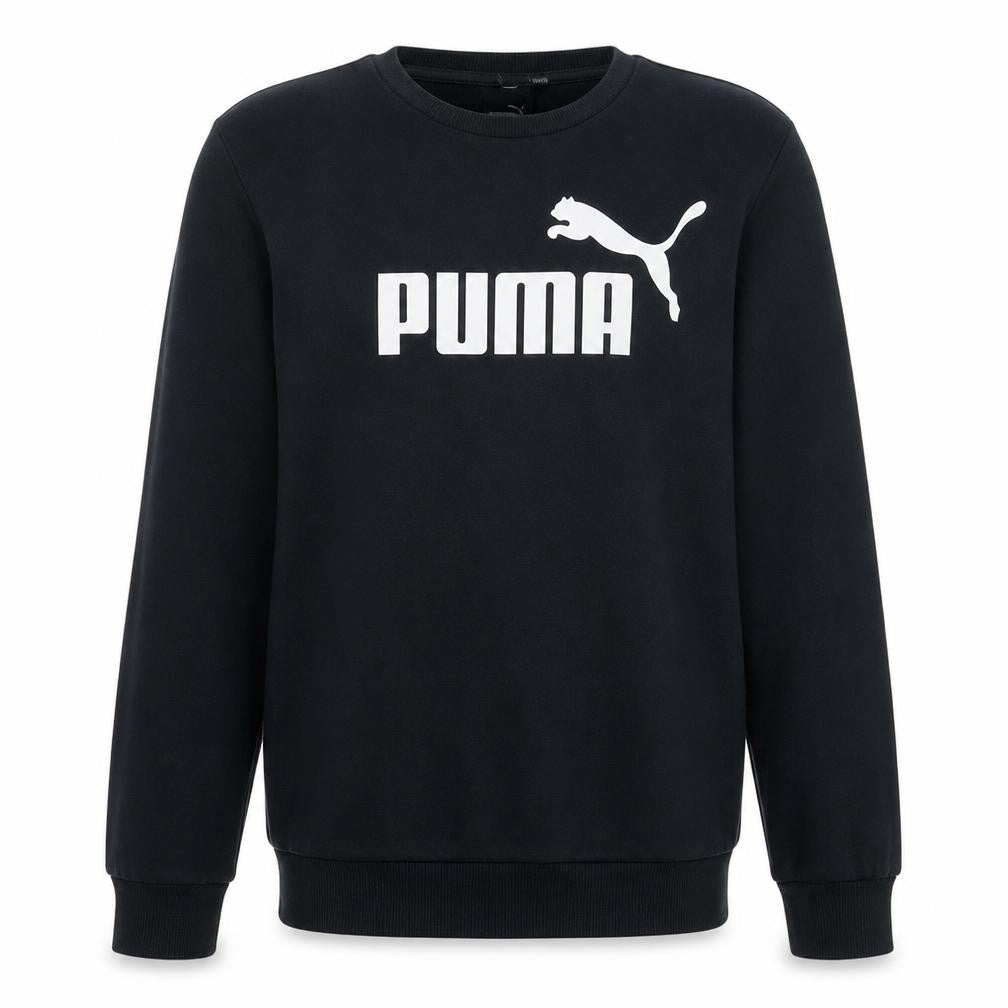 Puma Men’s Black Crew Neck Sweatshirt M Regular Fit Logo Pullover