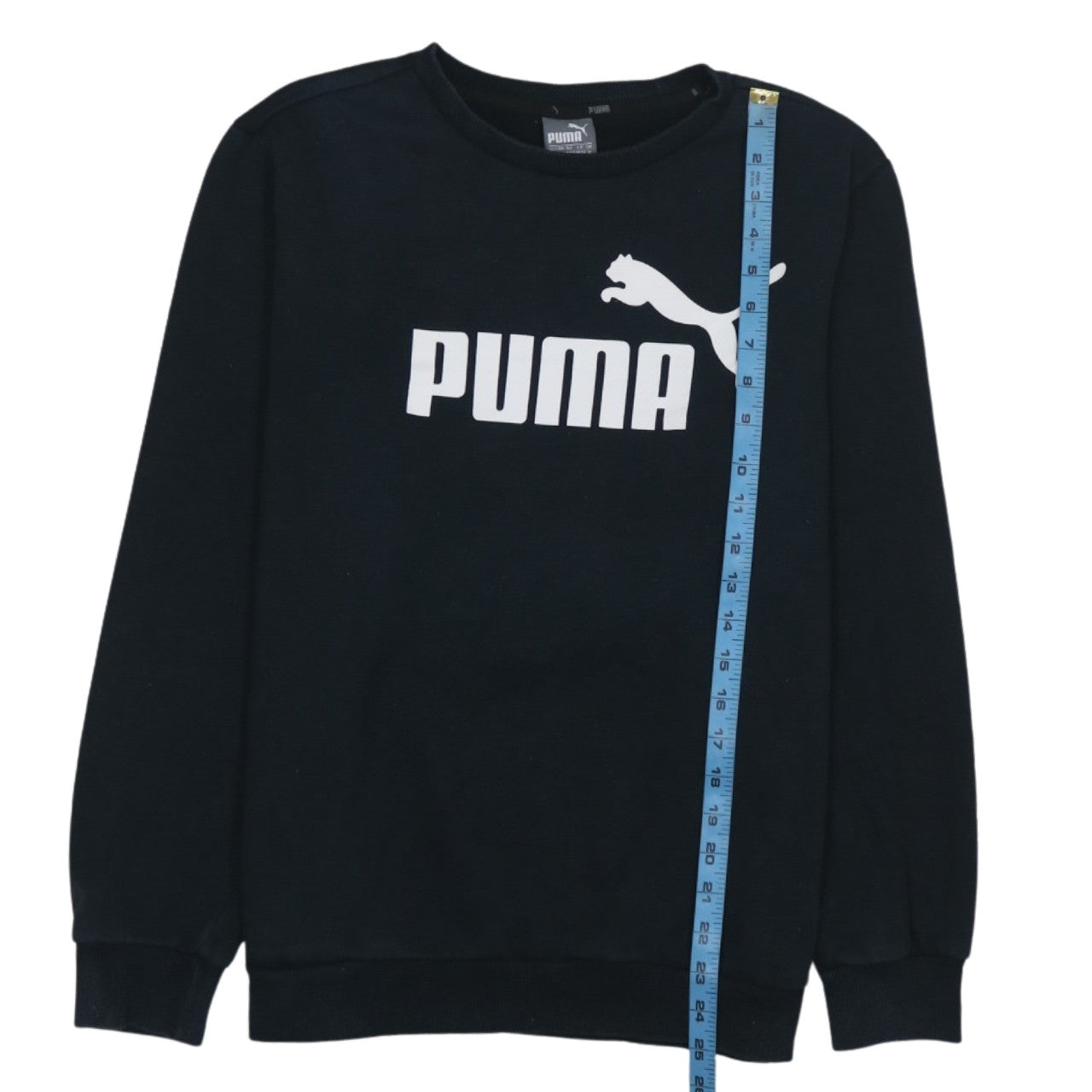 Puma Men’s Black Crew Neck Sweatshirt M Regular Fit Logo Pullover