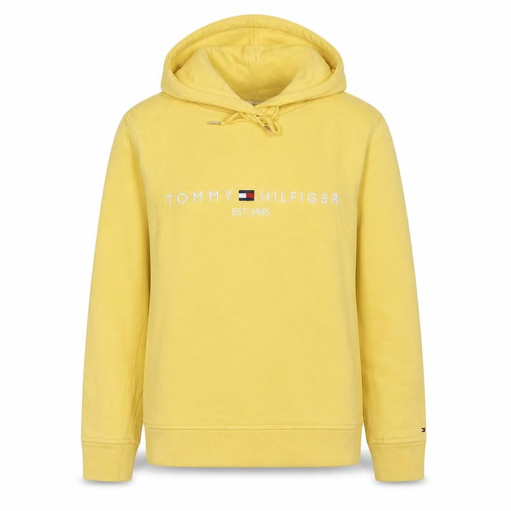 Tommy Hilfiger Womens Yellow Pullover Hoodie M Cotton Logo Casual
