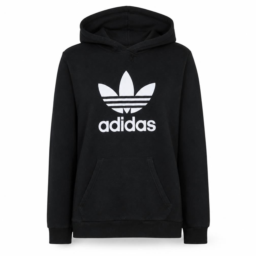 Adidas Womens Black Small Pullover Hoodie with Logo Print