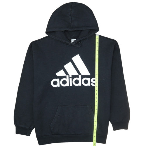 Adidas Womens Black Pullover Hoodie L Logo Graphic Cotton Blend