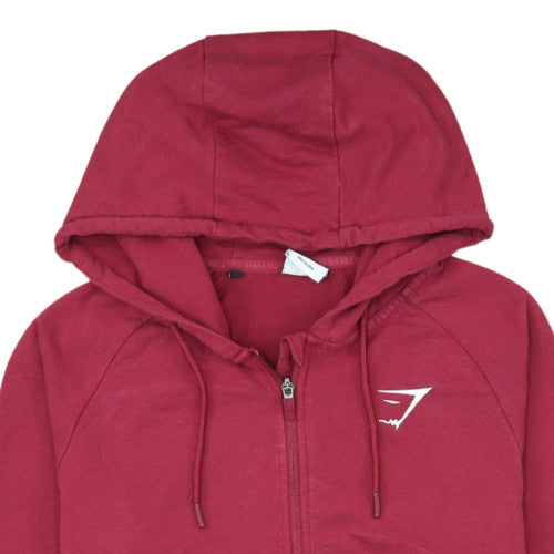 Gymshark Men's Red Full Zip Hoodie Size M Slim Fit Gym Wear
