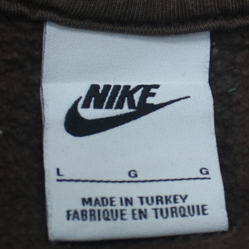 Nike Men's Brown Pullover Hoodie L Fleece Regular Fit Logo Sportswear