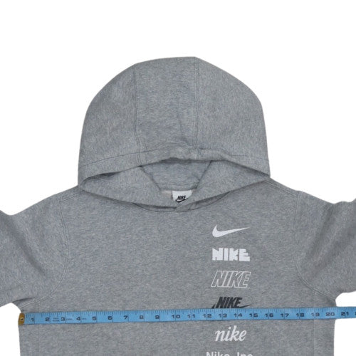 Nike Boys Grey XL Pullover Hoodie with Logo Print Sweatshirt