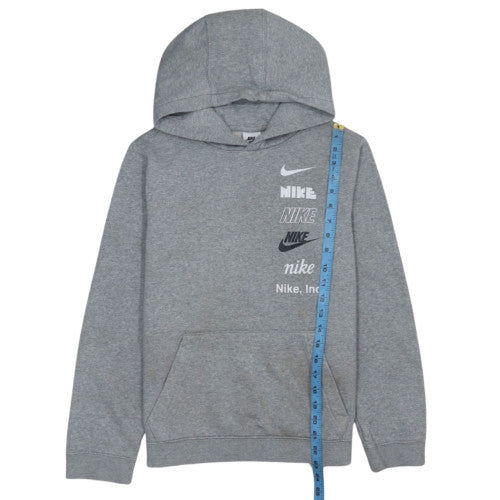 Nike Boys Grey XL Pullover Hoodie with Logo Print Sweatshirt