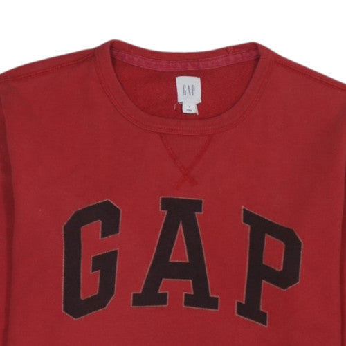 GAP Women Red Logo Crew Neck Pullover Sweatshirt Size S