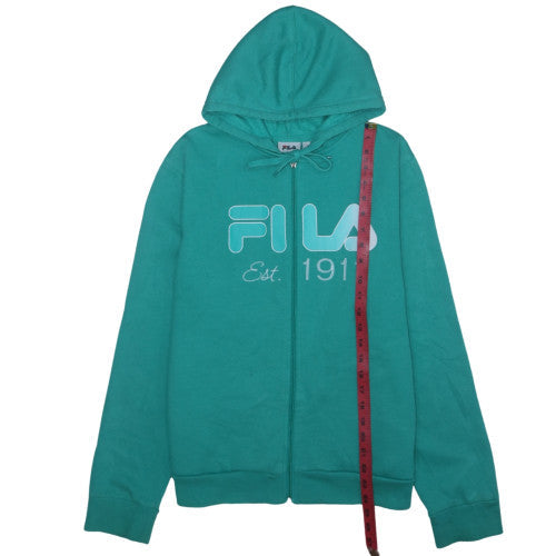 Fila Women's Green Full Zip Hoodie XL Polyester Cotton Blend