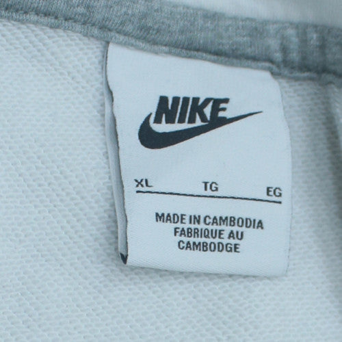 Nike Men's White XL Pullover Hoodie Graphic Logo Fleece