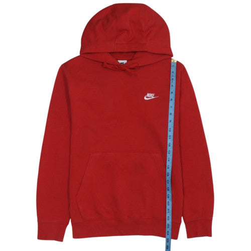 Nike Womens Red Pullover Hoodie Small Fleece Lined Casual Sweatshirt