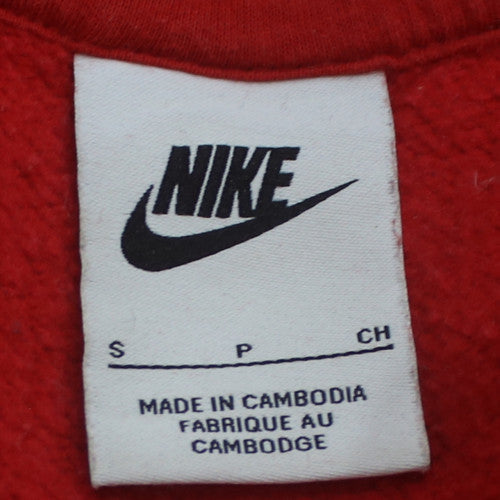 Nike Womens Red Pullover Hoodie Small Fleece Lined Casual Sweatshirt