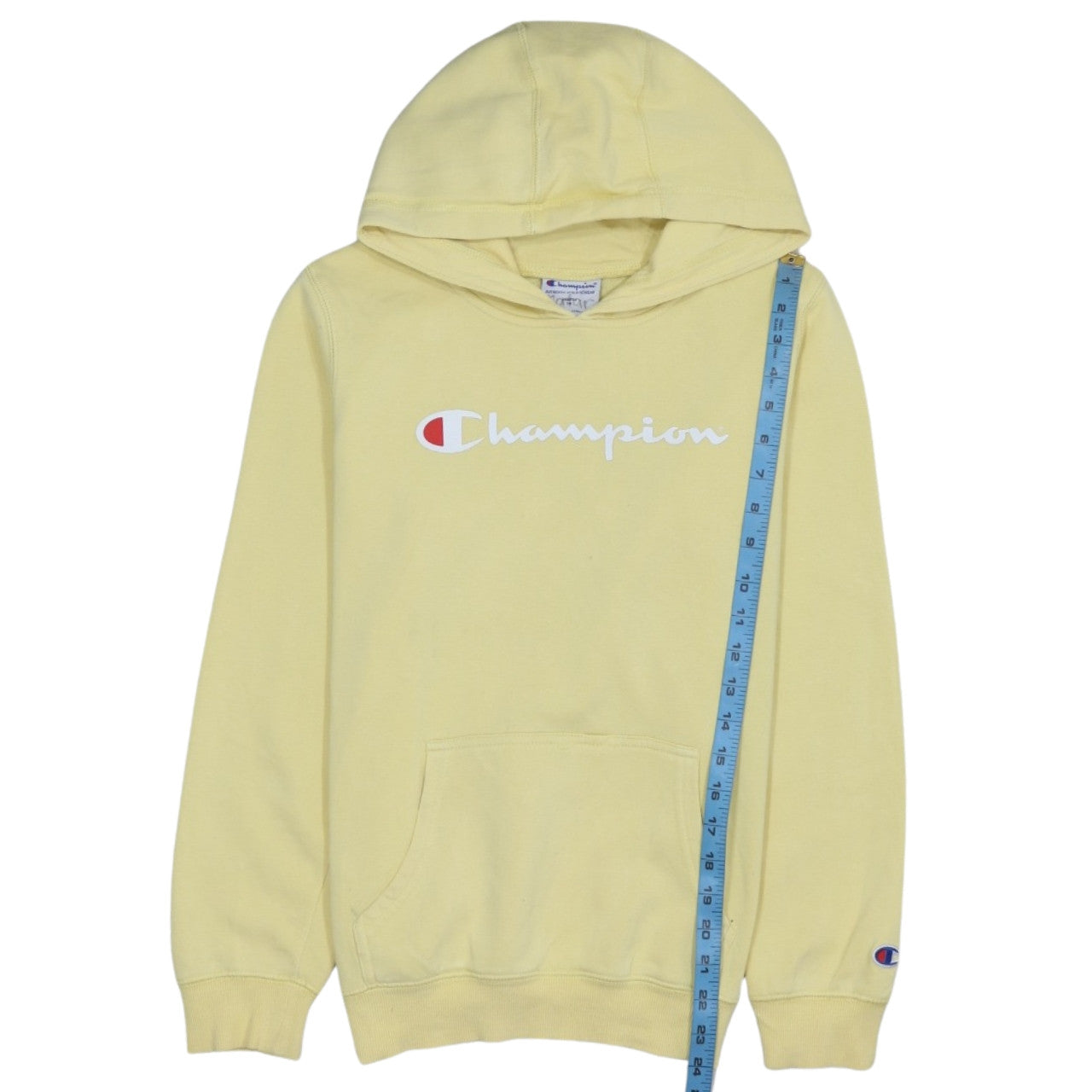 Champion Youth Yellow Hoodie Sweatshirt Womens Size 14 Pullover Cotton