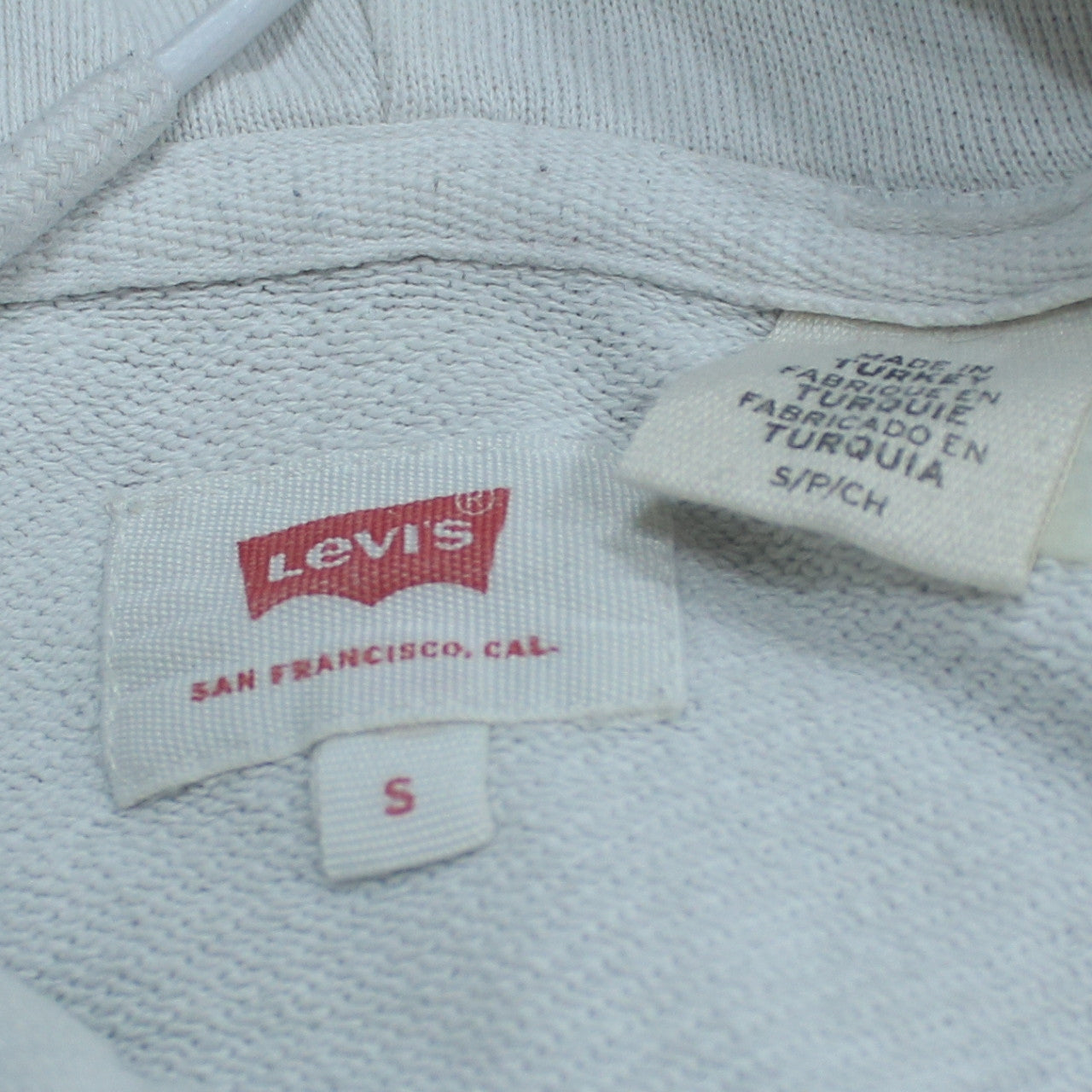 Levi's Womens White Small Pullover Hoodie Cotton Logo Print