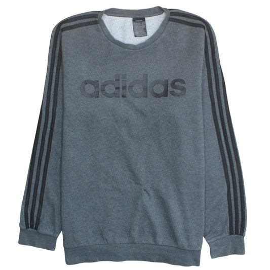 Adidas Mens Grey Logo Crew Neck Sweatshirt Size L Pullover