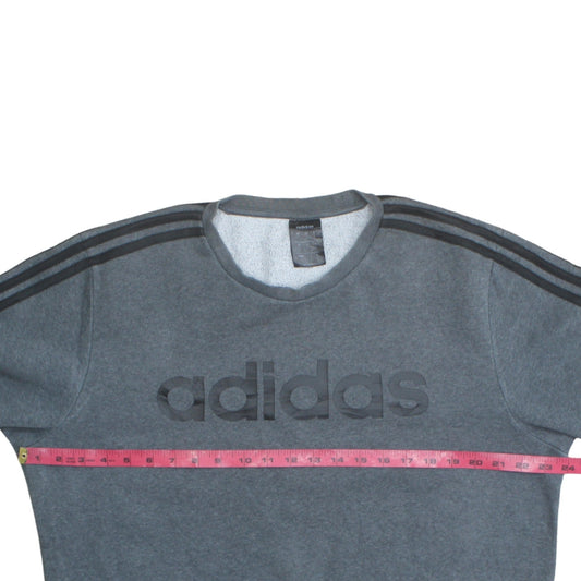 Adidas Mens Grey Logo Crew Neck Sweatshirt Size L Pullover