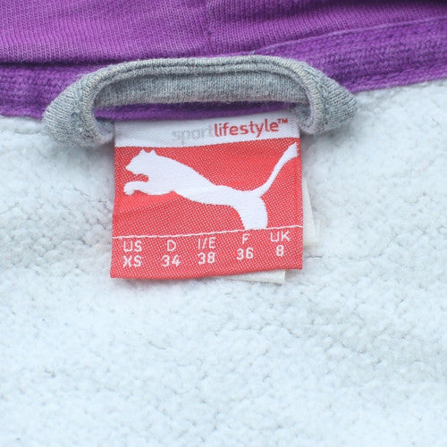 Puma Women's Grey Full Zip Hoodie XS UK 8 Cotton Blend