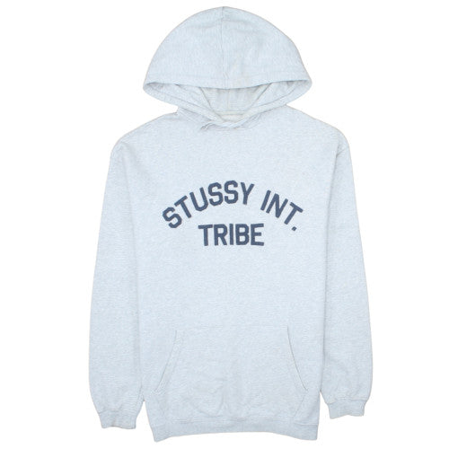 Stussy Mens Grey Pullover Hoodie Small Graphic Print Streetwear