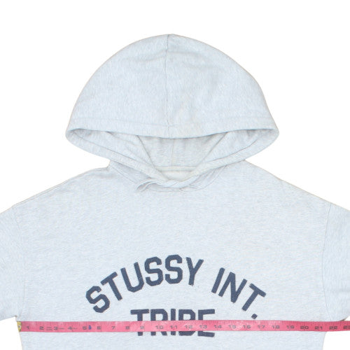 Stussy Mens Grey Pullover Hoodie Small Graphic Print Streetwear