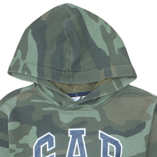 GAP Boys Green Camouflage Pullover Hoodie Size 10 L Cotton Blend